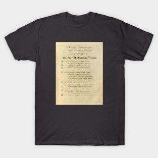 Vivaldi | Autumn | Original handwritten text by Antonio Vivaldi | The four Seasons T-Shirt